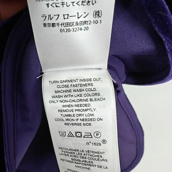 Ralph Lauren Velvet Velour Tunic Top Women's Size XL Purple Gold Buttons Classic - Picture 8 of 8